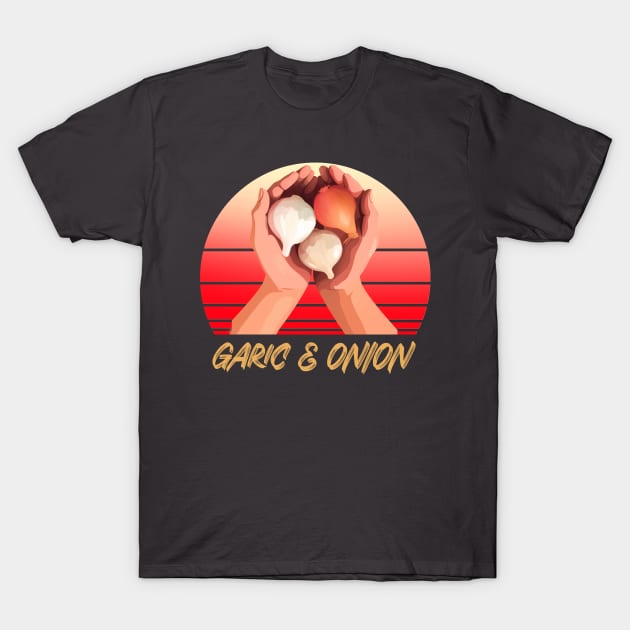 Garlic and Onion, Onion and Garlic T-Shirt by One Eyed Cat Design